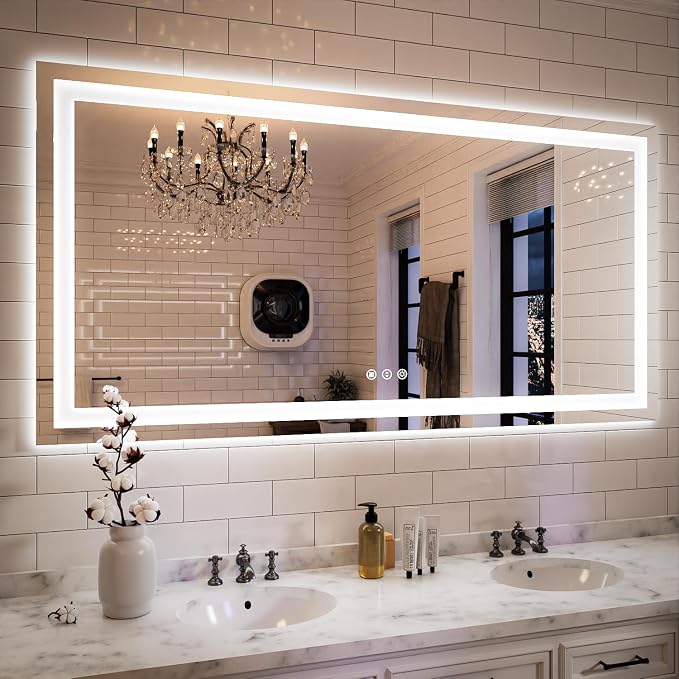 ISKM 60'' x 28'' LED Mirror for Bathroom Lighted Vanity Mirror for Wall Front by ISKM-IStillKeepMovin