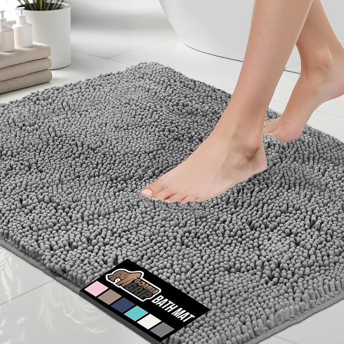 GORILLA GRIP Bath Rug Mat 36x24, Thick Soft Absorbent Chenille, Quick Dry by GorillaGrip