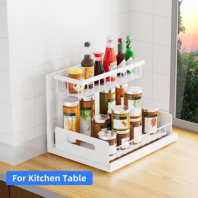 2-Tier Under Sink Slide Out Organizer, 2 Pack Pull Out Cabinet Storage Shelf - Image 6