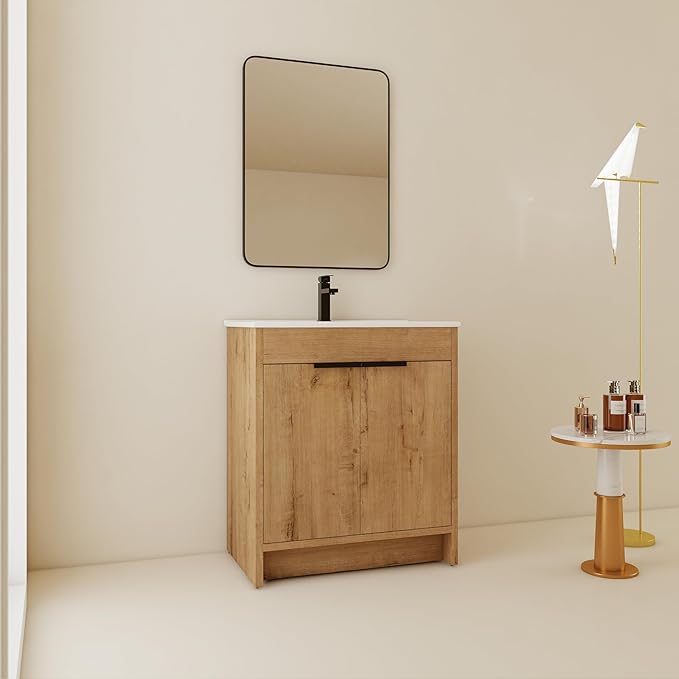 30 inch Bathroom Vanity with Sink, Bathroom Cabinet W/Single Ceramic Sink - Image 3