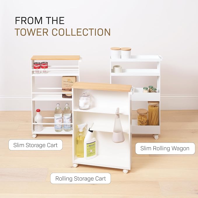 YAMAZAKI Home Slim Rolling Storage Cart – Narrow Bathroom Storage Cabinet - Image 8