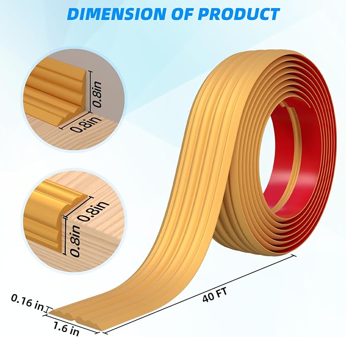 40FT Flexible Wall Corner Protector Moulding Trim, Peel and Stick Inside & - Image 4