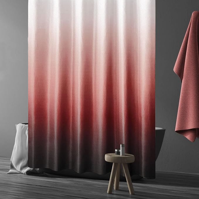 Gibelle Ombre Shower Curtain, Waffle Weave Textured Bathroom Curtains Shower Set - Image 2