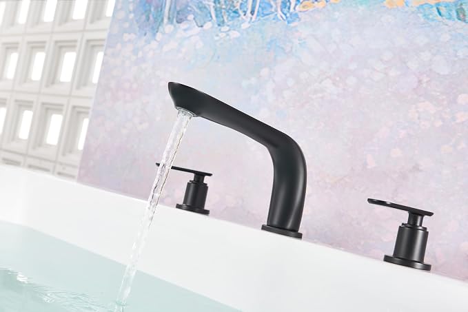 SITGES Classic Bathtub Faucet, 2-Handle Matte Black Tub Filler, 3-Hole - Image 3