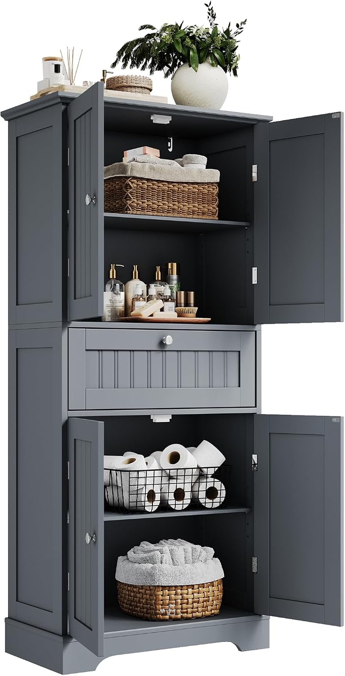 ChooChoo 51" H Tall Bathroom Floor Cabinet, Modern Bathroom Storage Cabinet - Image 9