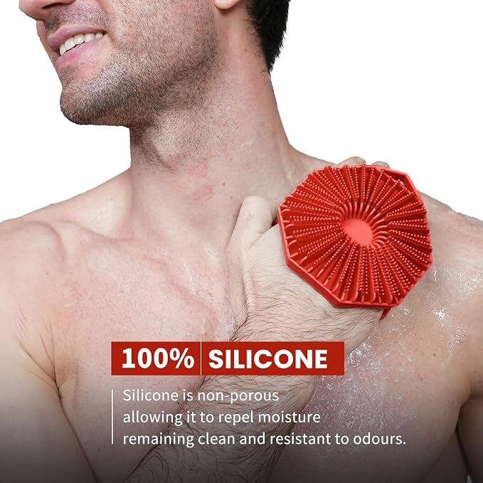 iTokGoK® Premium Silver-Infused 2-in-1 Silicone Body Scrubber, Double-Sided - Image 2