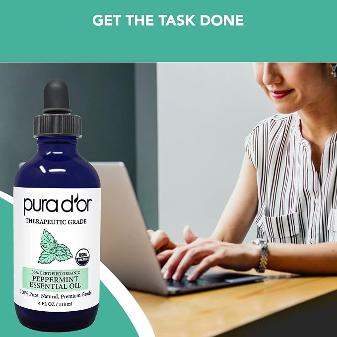 PURA D'OR Organic Peppermint Essential Oil 100% Pure & Natural Therapeutic Grade - Image 3