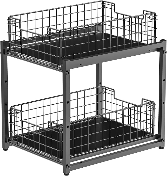 Under Sink Organizer, 2-Tier Pull Out Cabinet Organizer, Adjustable Height - Image 9