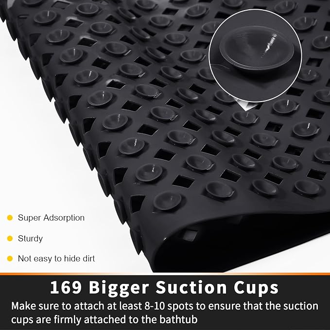 Yimobra Square Shower Mat Non Slip, Super Strong Suction Cups, Machine Washable - Image 2