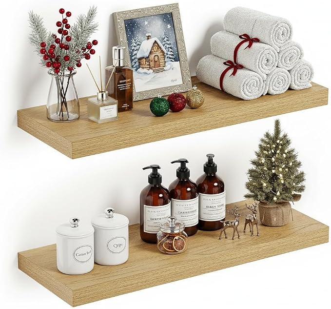 Vivelove Floating Shelves 24 inchs Long, Bathroom Shelves Over Toilet 9.1” Deep by VIVELOVE