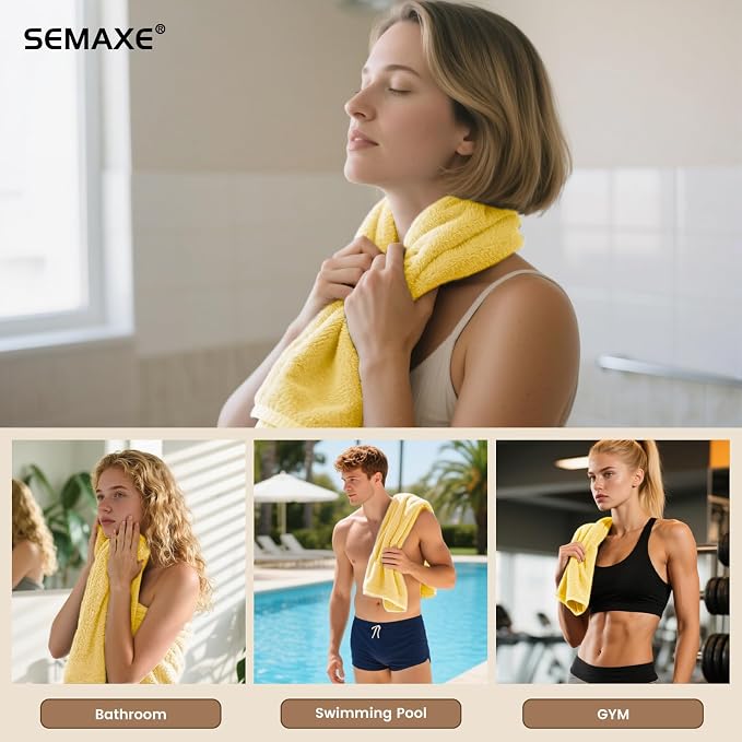 SEMAXE Yellow Hand Towels for Bathroom, 100% Cotton Towels - Image 8