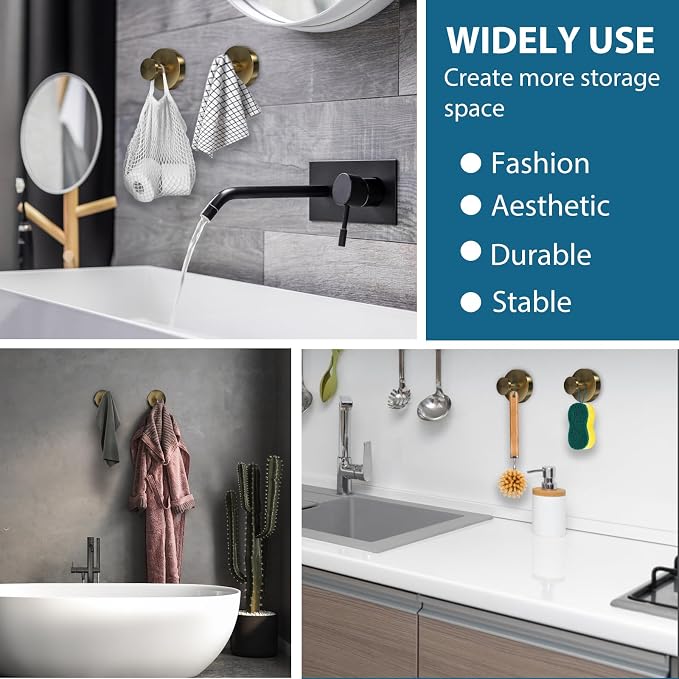 Suction Cup Hooks for Shower, Glass Door, Hold Robe & Wreath, Hanging up to 15 - Image 5