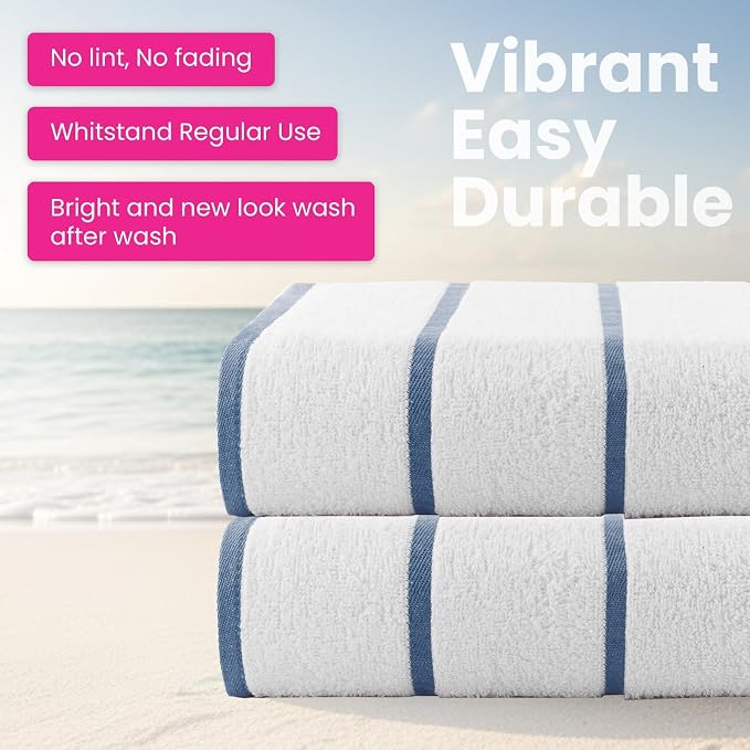 CASA COPENHAGEN Cabana Pool 2 Pieces Large Bath Sheet Set 70" x 35", 550 GSM - Image 2