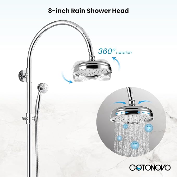 gotonovo Exposed Bathroom Shower System Classic Shower Kit 8 Inch Luxurious - Image 4