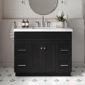 ARIEL Hamlet 43 Inch Single Sink Bathroom Vanity in Black, 1.5" Edge Quartz Top by Ariel