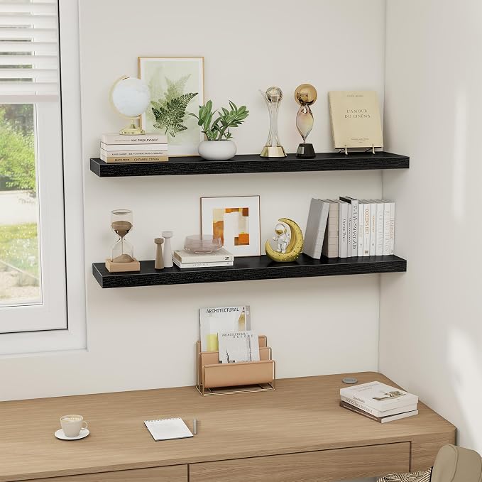 Black Floating Shelves Wall Shelf 40 Inch, 8 Inch Deep Floating Shelf - Image 2