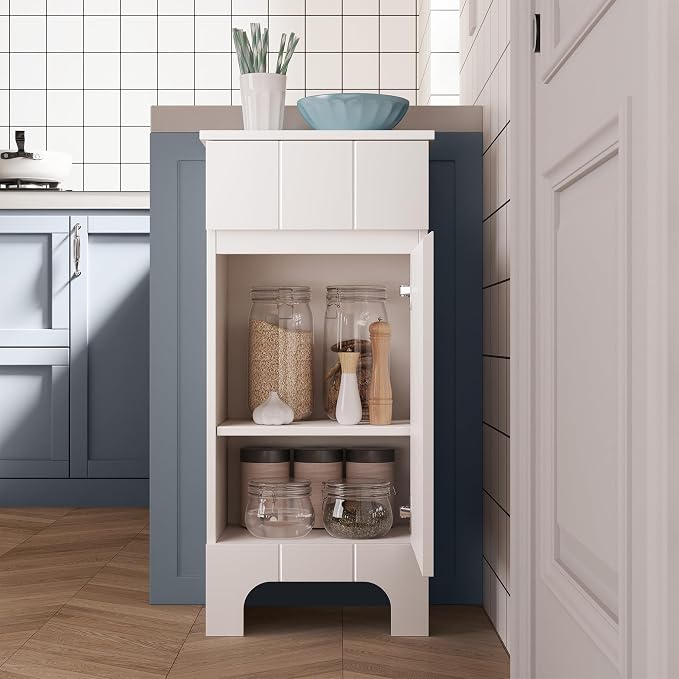 Small Bathroom Cabinet with Adjustable Shelves, Anti-Tip Design, 14.96" L x - Image 4