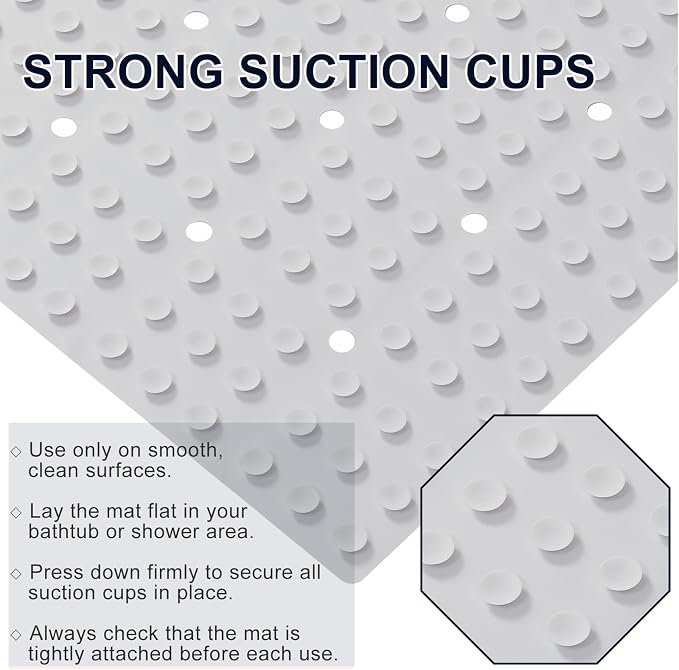 Anti Slip Shower Mat for Tub & Shower Stall, Fast-Draining, Machine Washable - Image 5
