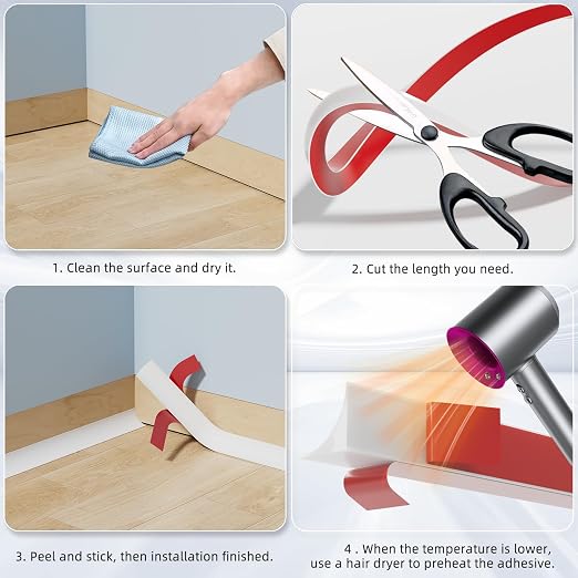 Flexible Quarter Round Molding Trim Peel and Stick 236Inch White, Small Self - Image 9