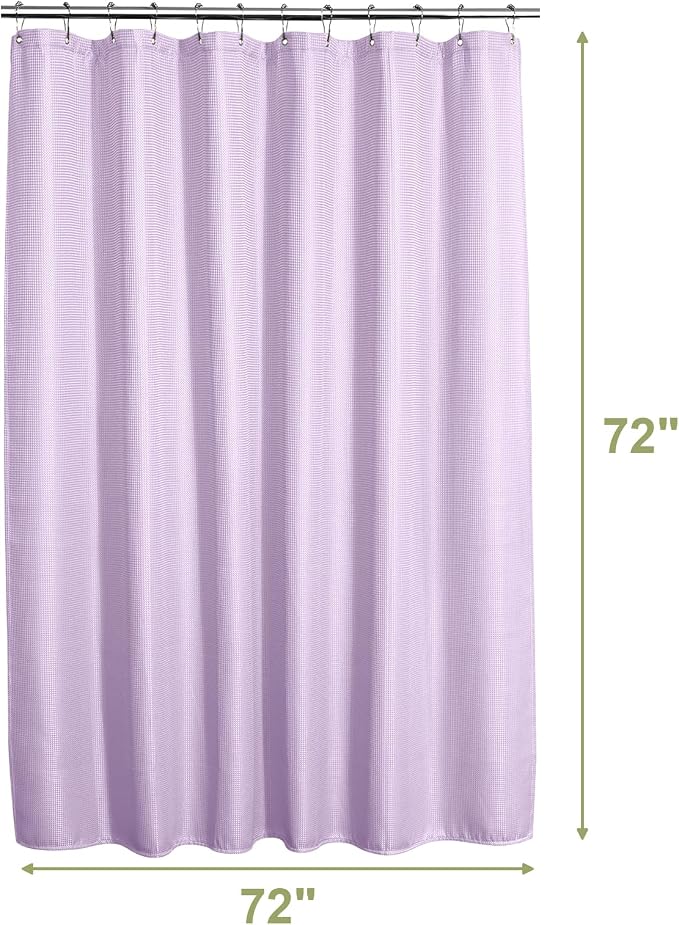 AmazerBath Light Purple Shower Curtain Waffle Textured, Lavender Shower Curtain - Image 9