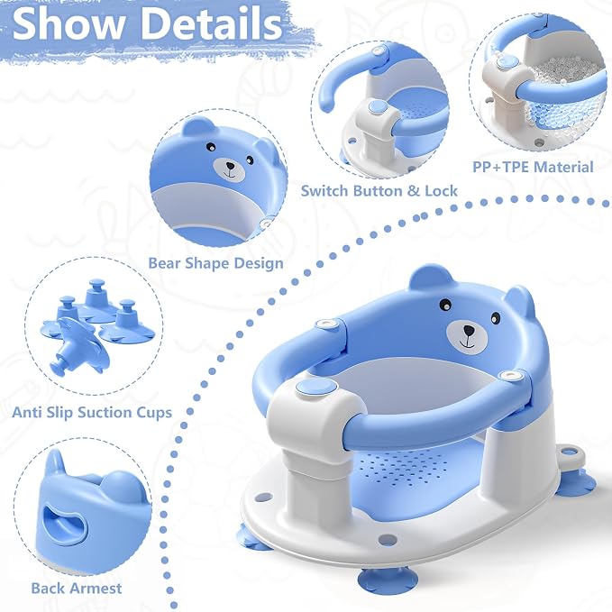 Baby Bath Seat for Babies 6 Months & Up, Toddler Bath Seats for Babies Sitting - Image 5