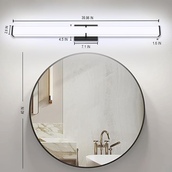 Bathroom Light Fixtures: 40 Inch ETL Certified LED Bathroom Vanity Light 5000K - Image 8