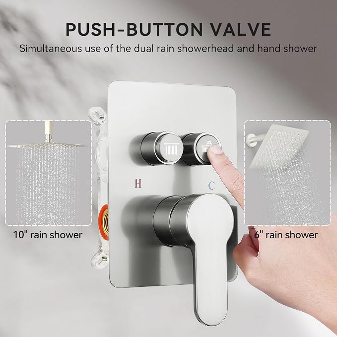Shower Faucet Set Brushed Nickel Shower System, STARBATH 10" Ceiling Mount Rain - Image 7
