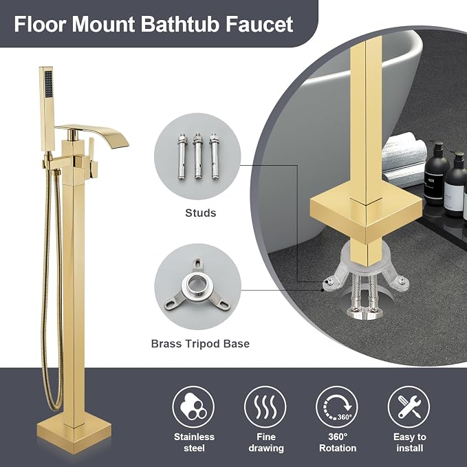 Senlesen Bathroom Tub Filler Faucet Floor Mounted Bathtub Shower Faucet - Image 6