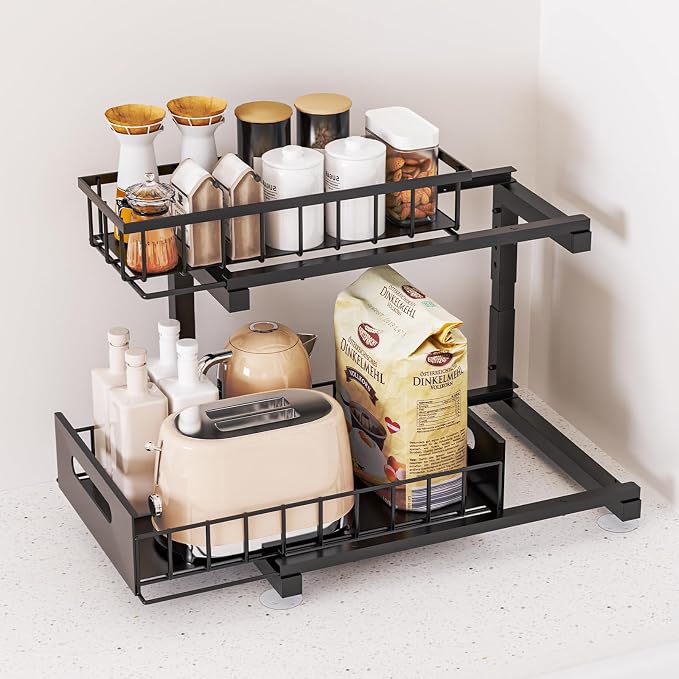Under Sink Organizer, Heavy Duty Metal Slide Out Sink Shelf Organizer Height - Image 7