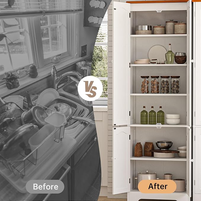 4 Door Pantry - 72.2'' Kitchen Cabinet - Image 6