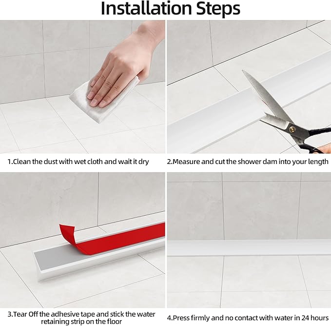 67 Inch Selfadhesive Shower Threshold Water Dam Barrier Silicone Waterproof - Image 7