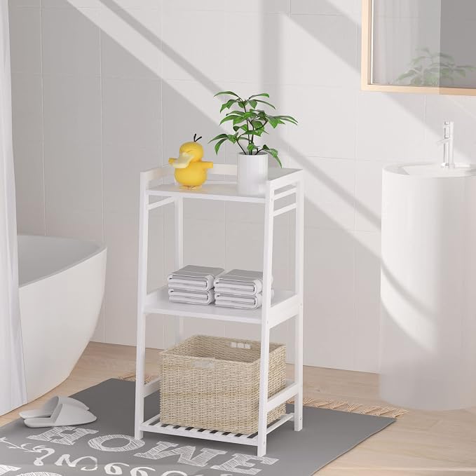 3 Tier Bamboo Bathroom Shelves, Ladder Shelf - Image 7