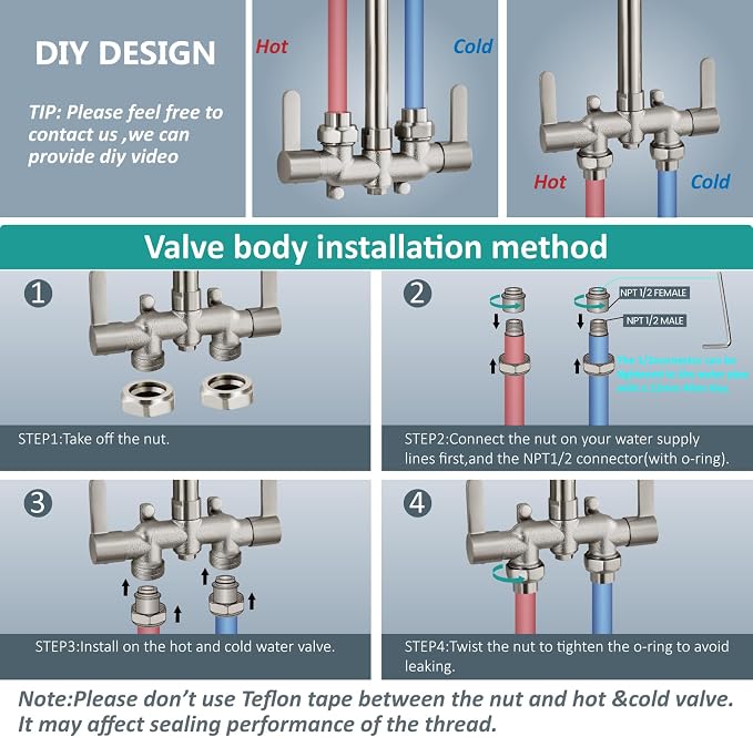 Aolemi Outdoor Shower Fixtures Kit Faucet System 3 Inch Center - Image 8