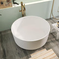 49" Premium Solid Surface Freestanding Bathtub, Upgraded Round Soaking Deep by HIGEINE