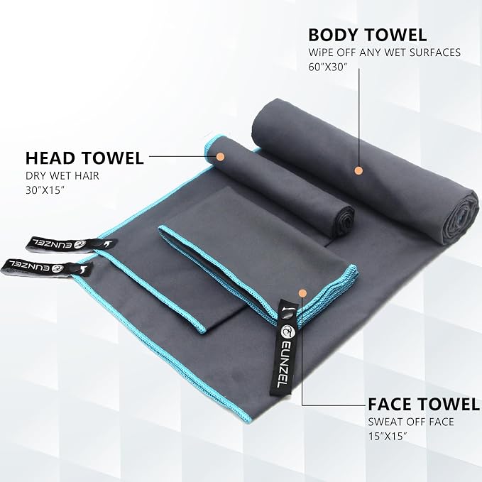 Eunzel 2 Set Quick Dry Camping Towel, Microfiber Travel Towel Super Absorbent - Image 3