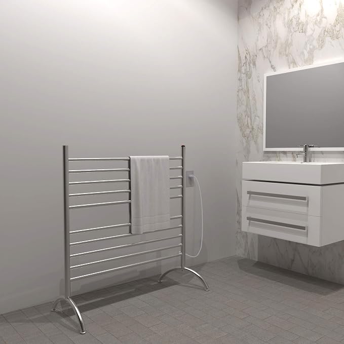 Amba Solo 33" Freestanding 10 Bar Towel Warmer in Brushed - Image 2