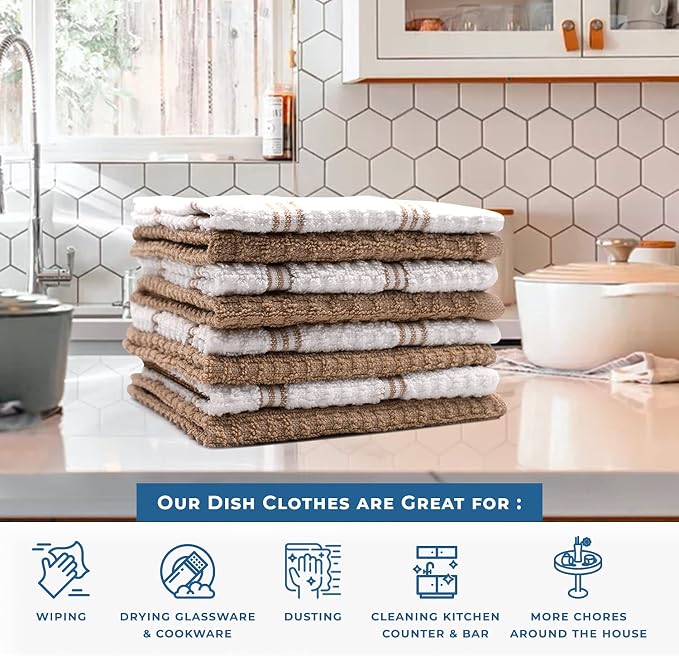 DAN RIVER Premium Dish Cloth 100% Cotton 12 X 12 Inches |Pack of 8|-Ultra Soft - Image 5