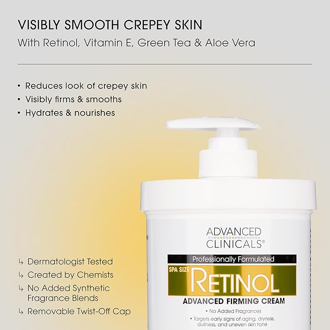 Advanced Clinicals Retinol Body Lotion + Collagen Body Oil 2pc Skincare Set - Image 2