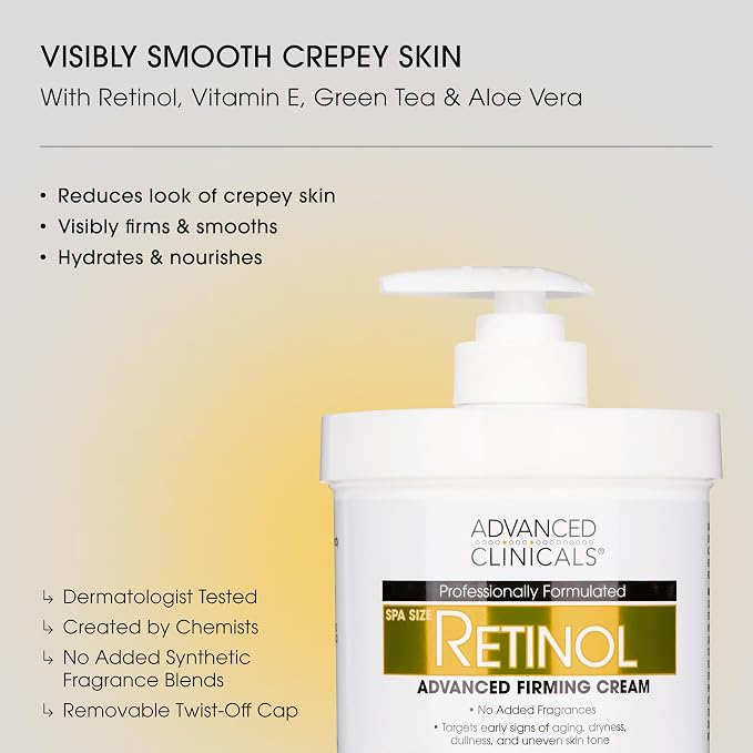 Advanced Clinicals Unscented Retinol Body Lotion & Face Moisturizer + Coconut - Image 2