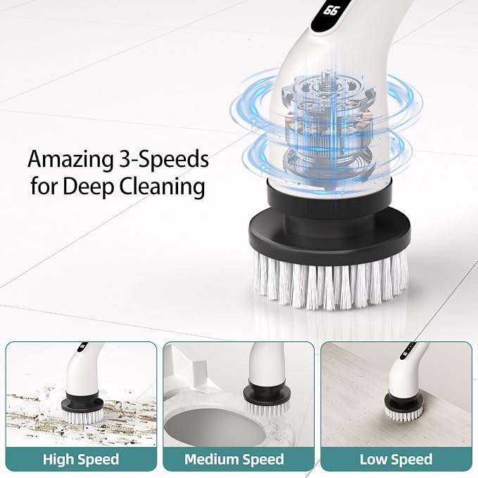Electric Spin Scrubber for Cleaning, 9 in 1 Changeable Bathroom Scrubber - Image 3