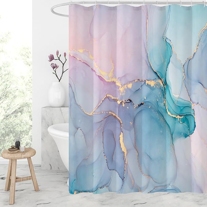 Gibelle Extra Long Shower Curtain 72 x 84, Tall Abstract Marble Shower Curtain by Gibelle