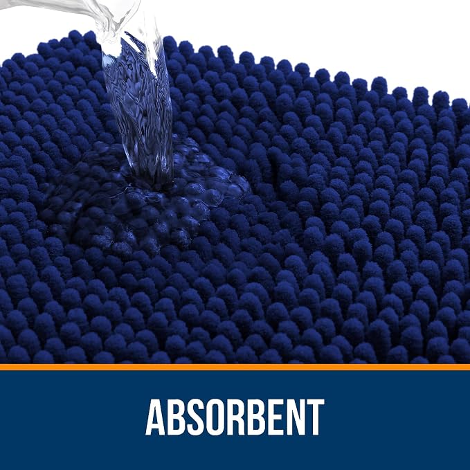 OLANLY Bathroom Rugs 50x30, Extra Soft Absorbent Chenille Bath Rugs, Rubber - Image 4