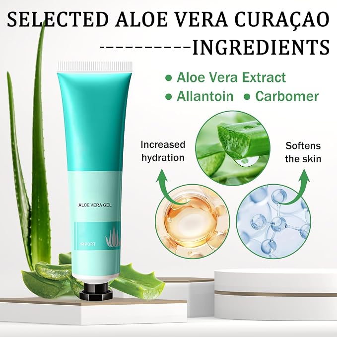 Aloe Vera Gel for Sunburn Relief, Hydrating Travel Size Aloe Vera Gel for Face - Image 2