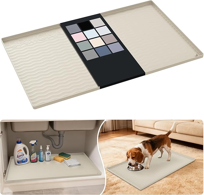 URMONA Waterproof Silicone Under Sink Mat 31'' x 19'' Shelf Liner by URMONA