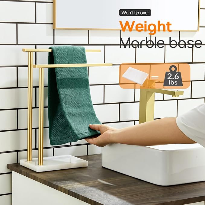 Hand Towel Bars for Bathroom Vanity Countertop 2-Tier Towel Rack Holders Stand - Image 4