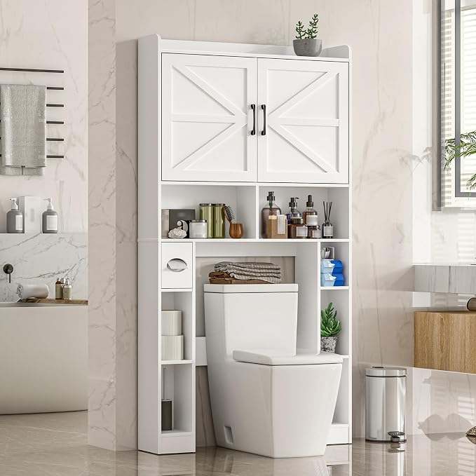 Over The Toilet Storage Cabinet, Farmhouse Toilet Cabinet Rack - Image 7