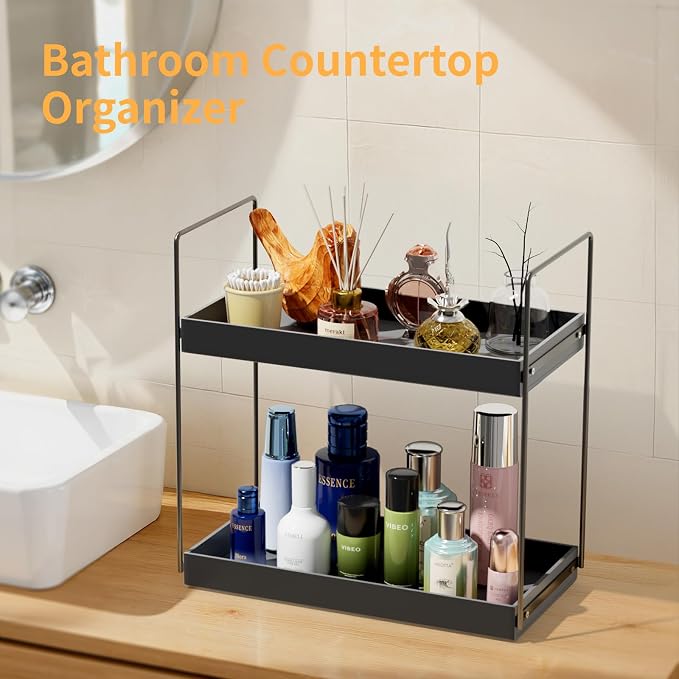 NPPLUS Bathroom Countertop Organizer, 2 Tier Metal Vanity Counter Skincare Shelf - Image 4