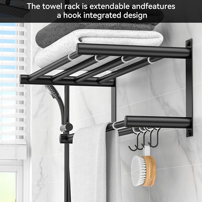 Black Adjustable Black Towel Bar - Image 7