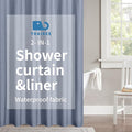 2-in-1 Waterproof Extra Long Fabric Shower Curtain or Liner, Linen Textured by THAIGEE