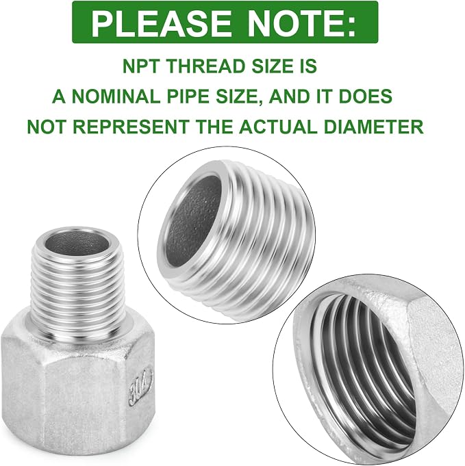 TAISHER 5PCS 304 Stainless Steel Pipe Fitting, 3/8" Male NPTx 1/2" Female NPT - Image 5